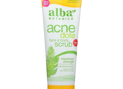 Alba Botanica Natural Acnedote Maximum Strength Face & Body Scrub Cream, Unscented 8 Ounce (Pack Of 4)