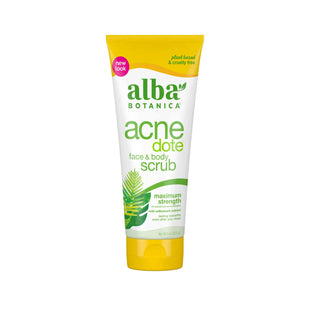 Alba Botanica Natural Acnedote Maximum Strength Face & Body Scrub Cream, Unscented 8 Ounce (Pack Of 12)