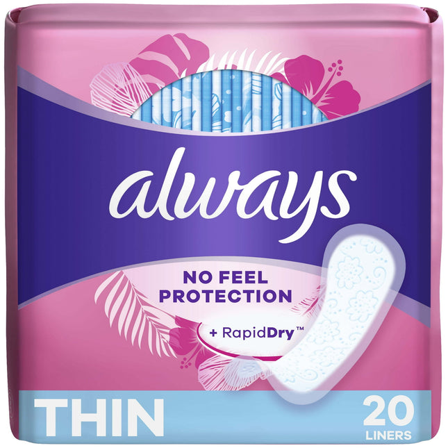 Always Incredibly, Thin Daily Panty  Liners, Regular, Unscented 20 Count (Pack Of 1)