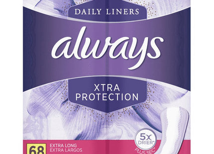 Always Xtra, Anti-Bunch, Xtra Protection, Daily Liners for Women, Extra Long, 68 Count (Pack Of 1)