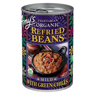 Amy's Organic Refried Beans, Mild With Green Chile Organic, Canned, Vegan, Gluten Free and Vegetarian, 15.4 Ounces (Pack Of 3)