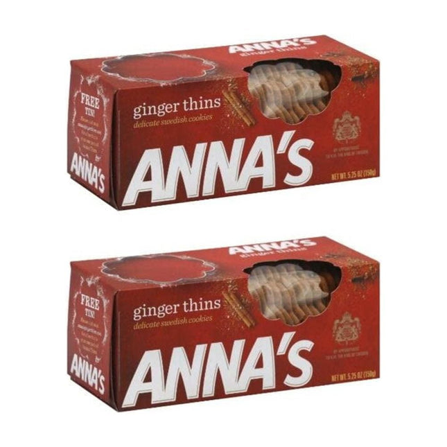 Anna's Ginger Thins All Natural Swedish Cookies 5.25 Ounce (Pack Of 2)