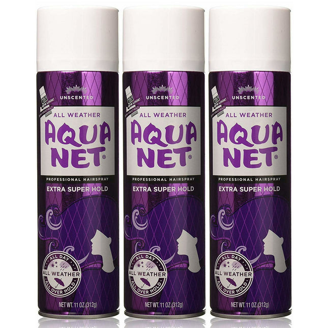 Aqua Net Extra Super Hold Professional Hair-Spray, Unscented ,Aerosol, 11 Ounce (Pack Of 3)