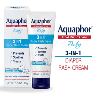 Aquaphor Baby Diaper Rash Cream, 3-in-1 Diaper Rash Relief, 3.5 Oz Tube (Pack Of 12)