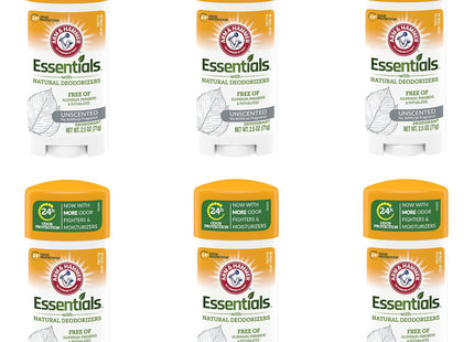 Arm & Hammer Essentials, Natural, Solid, Antiperspirant Deodorant, Unscented 2.5 Ounce (Pack Of 6)