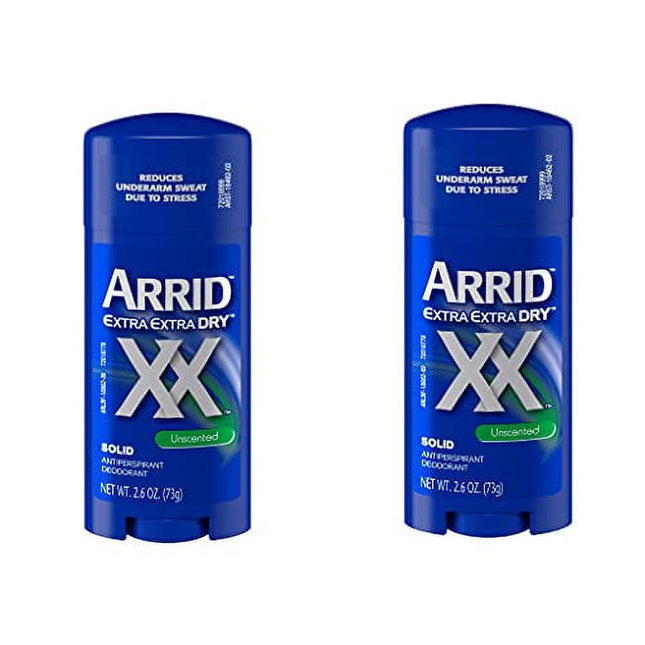 Arrid XX Extra Extra Dry, Solid Antiperspirant Deodorant, for Unisex, Unscented 2.6 Ounce (Pack Of 2)