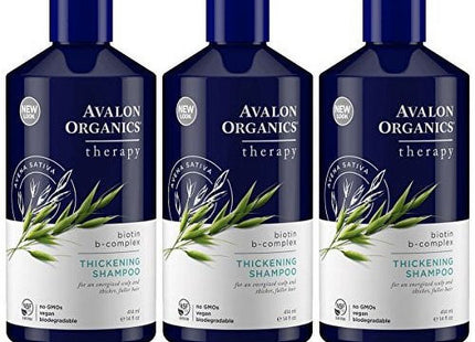 Avalon Organics Therapy Biotin B-Complex Thickening Shampoo, Fuller-Looking Hair, 14 Fluid Ounces (Pack Of 3)