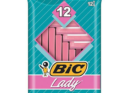 BIC Lady Shaver Women's Disposable Razor, Sensitive Skin, Single Blade, Shaving Bikini Area, 12 Count (Pack Of 4)