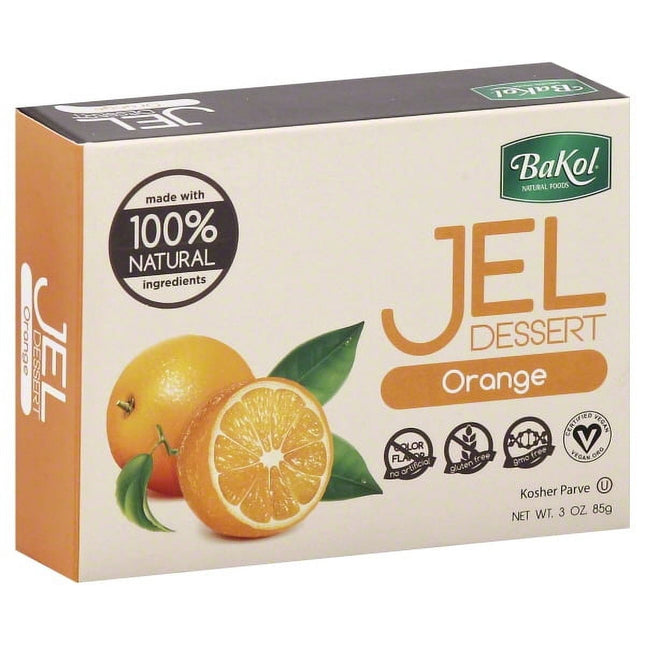 Bakol Jel Dessert, All Natural Vegan Dessert Mix, Kosher, No Artificial Sweeteners Flavors or Colors, Orange Flavor 3 Ounce (Pack Of 1)