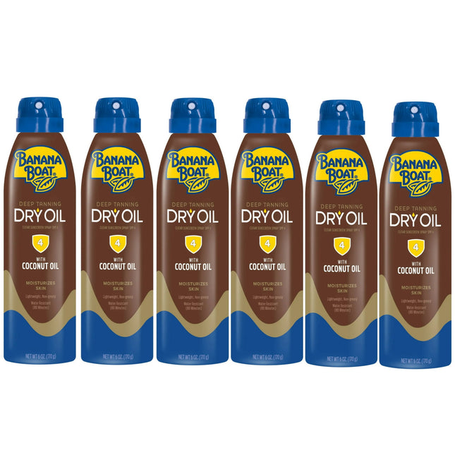 Banana Boat Clear Ultra-mist Deep Tanning, Dry Oil Clear Spray Sunscreen SPF4, 6 Ounce (Pack Of 6)