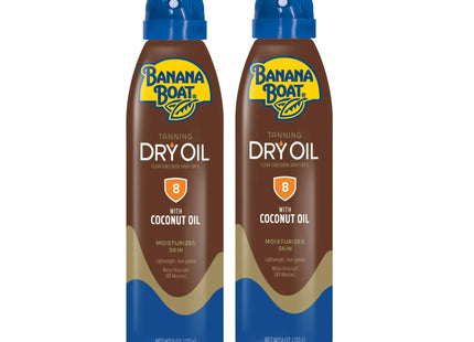 Banana Boat Tanning Dry Oil Clear Spray Sunscreen SPF8, Oxybenzone Free, 6 Ounce (Pack Of 2)