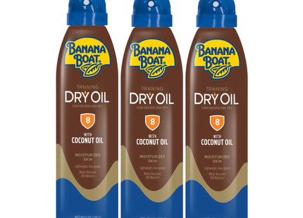 Banana Boat Tanning Dry Oil Clear Spray Sunscreen SPF8, 6oz (Pack Of 3)