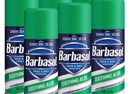 Barbasol Thick & Rich Soothing Aloe Shaving Cream, Rust-proof aluminum bottom, 7.0 Ounce (Pack Of 6)