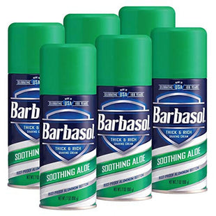 Barbasol Thick & Rich Soothing Aloe Shaving Cream, Rust-proof aluminum bottom, 7.0 Ounce (Pack Of 6)