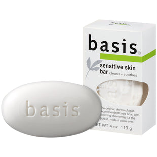 Basis Sensitive Skin Bar Soap, Cleans Plus Smooths, Unscented Soap Bar For Sensitive Skin 4 Ounce (Pack Of 4)