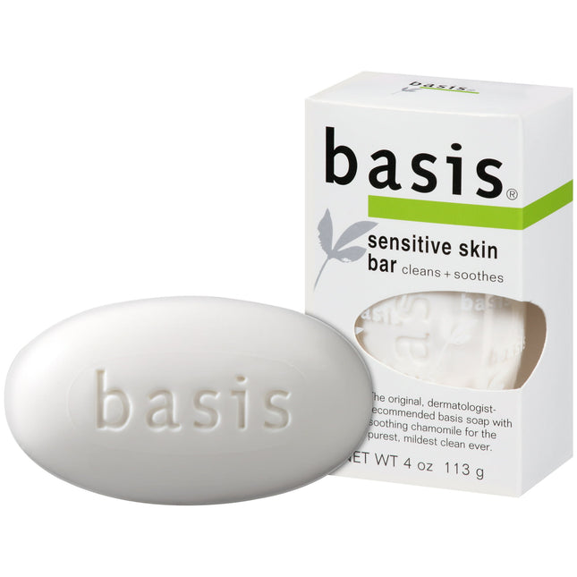 Basis Sensitive Skin Bar Soap, Cleans Plus Smooths, Unscented Soap Bar For Sensitive Skin 4 Ounce (Pack Of 1)