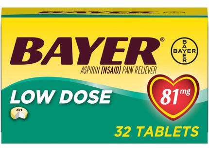 Aspirin Regimen Bayer Low Dose Pain Reliever Enteric Coated Tablets 81mg 32 Ct (Pack Of 1)