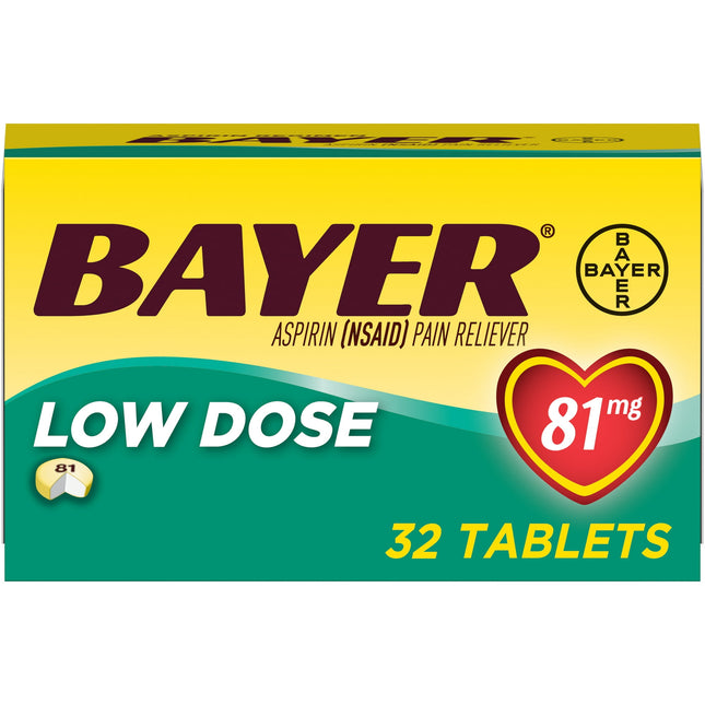 Aspirin Regimen Bayer Low Dose Pain Reliever Enteric Coated Tablets 81mg 32 Ct (Pack Of 1)