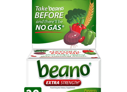 Beano Extra Strength Gas Prevention & Digestive Enzyme Supplement Tablets, 30 Count (Pack Of 2)