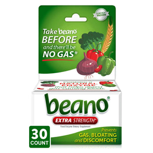 Beano Extra Strength Gas Prevention & Digestive Enzyme Supplement Tablets, 30 Count (Pack Of 2)