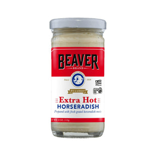 Beaver Extra Hot Horseradish Jar, fresh-grated horseradish roots, really spicy, 4 Ounce (Pack Of 1)