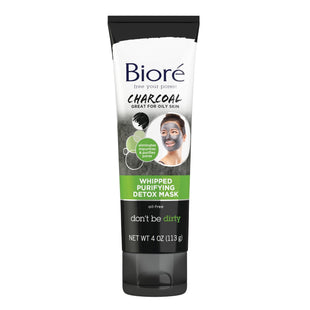 Bioré Charcoal Whipped Purifying Detox Mask, with Natural Charcoal, Deep Pore Cleansing, 4 Ounce (Pack Of 3)