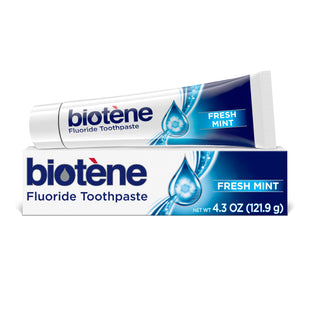 Biotene Original Sugar Free Fluoride Toothpaste for Dry Mouth, Fresh Mint, 4.3 oz (Pack Of 9)