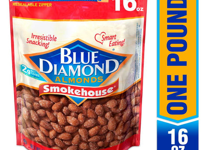 Blue Diamond Almonds Gluten Free Smokehouse Flavored Snack Nuts 16oz (6 Pack) - Food & Beverages > Baking Desserts Seeds