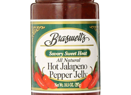 Braswell's Savory Sweet Heat, All Natural, Hot Jalapeno Pepper Jelly, No cholesterol, 10.5 Ounce (Pack Of 4)