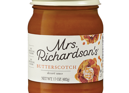 Mrs Richardsons Rich & Creamy Dessert Topping, butterscotch, No Artificial Colors, Glass Jars, 17.5 Ounce (Pack Of 20)