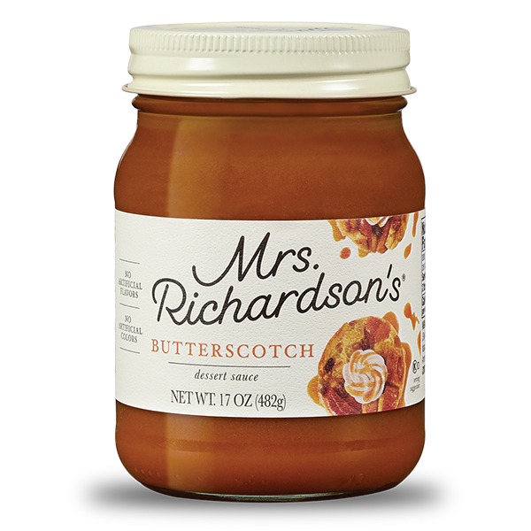 Mrs Richardsons Rich & Creamy Dessert Topping, butterscotch, No Artificial Colors, Glass Jars, 17.5 Ounce (Pack Of 16)