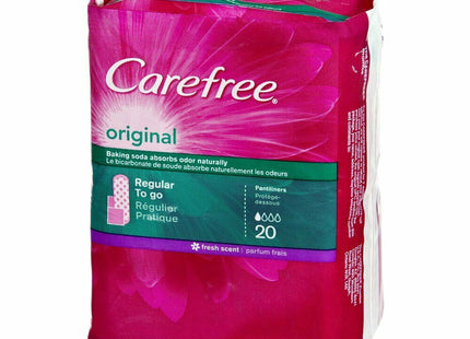 Carefree Original Regular To Go Pantiliners, Wrapped, Fresh Scent 20 Count (Pack Of 2)