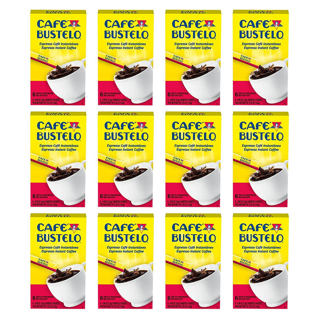 Cafe Bustelo Instant Espresso Style Dark Roast Instant Coffee, Single Serve Packet 6 Count (Pack Of 12)