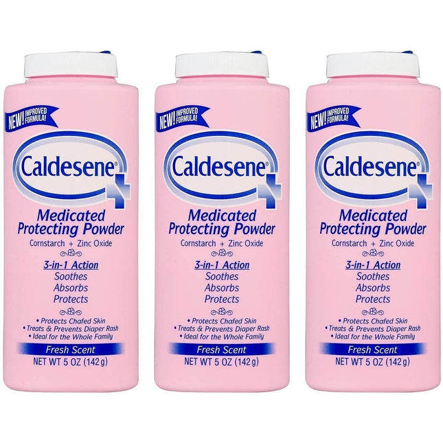 Caldesene Medicated Protecting Body Powder with Zinc Oxide and Cornstarch, Talc Free, 5 Oz (Pack Of 3)