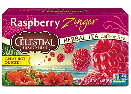 Celestial Seasonings Raspberry Zinger Naturally Caffeine-Free Herbal Tea, 20 Count (Pack Of 2)