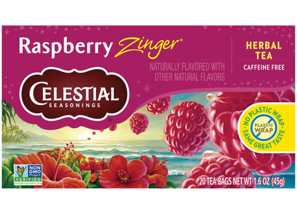 Celestial Seasonings Raspberry Zinger Naturally Caffeine-Free Herbal Tea, 20 Count (Pack Of 4)