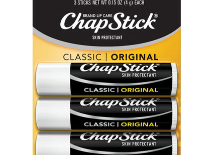 ChapStick Classic Original Skin Protectant Lip Balm, Moisturizing Lip Care, 3 Tubes (Pack Of 24)