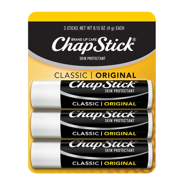 ChapStick Classic Original Skin Protectant Lip Balm, Moisturizing Lip Care, 3 Tubes (Pack Of 1)