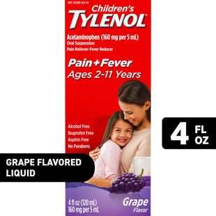 TYLENOL Children's Infants Acetaminophen Liquid, Oral Suspension Grape Splash Flavor, 4 Fluid Ounces (Pack Of 3)