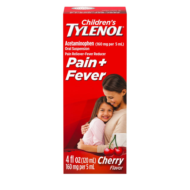 Tylenol Children's Fever Reducer & Pain Reliever, Oral Suspension, Ages 2-11, Cherry Blast 4 Fluid Ounces (Pack Of 12)