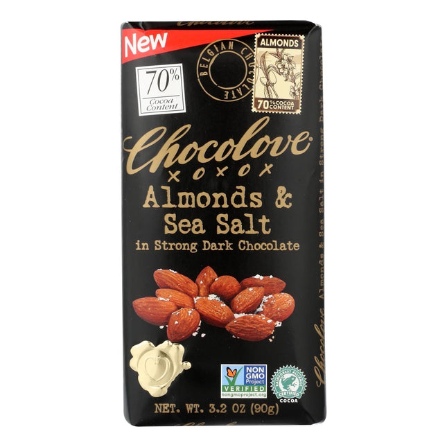 Chocolove Xoxox Almonds & Sea Salt In Strong Dark Chocolate, 3.2 OZ (PacK Of 24)