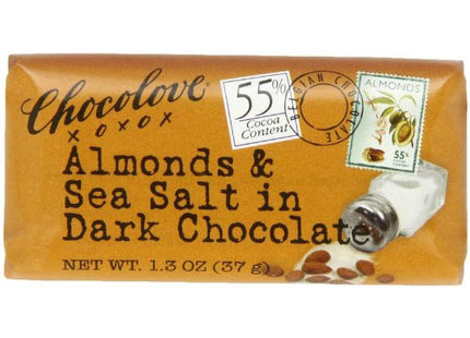 Chocolove Chocolate Bar, Almonds & Sea Salt in Dark Chocolate Mini Bar, 1.3 Ounce (Pack Of 12)