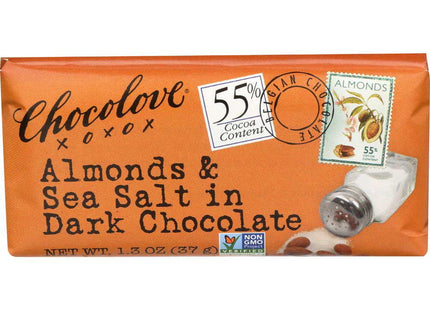 Chocolove Chocolate Bar, Almonds & Sea Salt in Dark Chocolate Mini Bar, 1.3 Ounce (Pack Of 12)