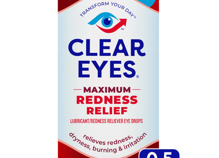 Clear Eyes Maximum Redness Eye Relief Lubricant Eye Drops 0.5 Fl Oz (Pack Of 12)