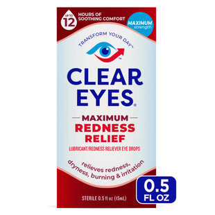 Clear Eyes Maximum Redness Eye Relief Lubricant Eye Drops 0.5 Fl Oz (Pack Of 12)