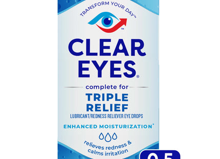 Clear Eyes Triple Relief Lubricant Eye Drops 0.5 Fl Oz (Pack Of 1)