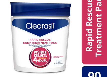 Clearasil Maximum Strength Ultra Rapid Action Pads, Acne Medication Cleansing Pads, 90 count (Pack Of 2)