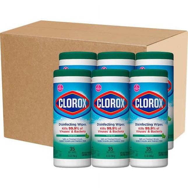 Clorox Bleach-Free Disinfecting Cleaner Wipes, Fresh Scent, 35 Count (Pack Of 6)