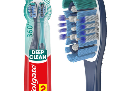 Colgate 360 Whole Mouth Clean Medium Toothbrush, Adult Toothbrush, 2 Count (Pack Of 2)