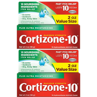 Cortizone-10 Plus Maximum Strength Hydrocortisone Anti-Itch Creme Plus Moisturizers, 2-Ounce Tubes (Pack Of 2)